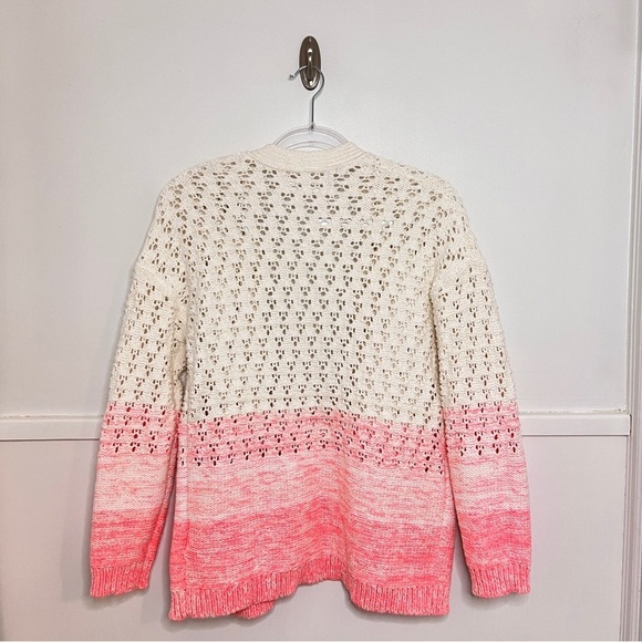 Anthropologie Faustia White & Pink Ombré Chunky Open Knit Cardigan - Picture 9 of 12
